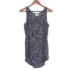 Y2K Nordstroms BP Top Semi Sheer Animal Print High Low Tunic Tank Scoop Neck S